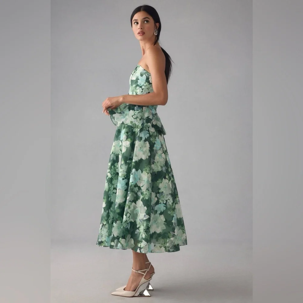 Shoshana by Anthropologie Hilde Strapless Floral Dress Size 8 - Picture 2 of 4